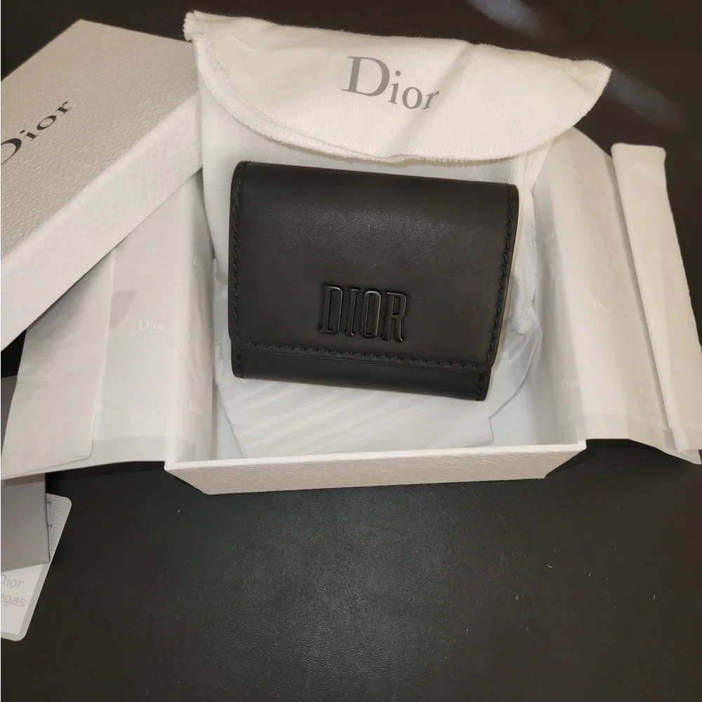 Christian Dior Tri Fold wallet, Matte Black